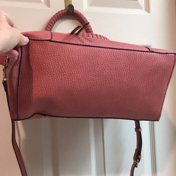 Elegant Salmon Leather Handbag Satchel/Crossbody - Picture 6 of 13